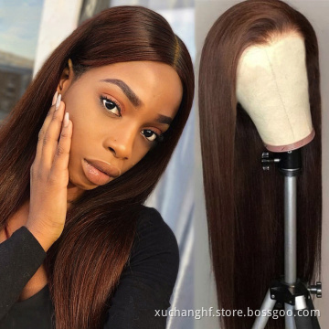Invisible Pre Plucked Brazilian Virgin Hair Honey  Brown Lace Front Wig Colorful Wigs Straight Human Hair Wigs for Black Women